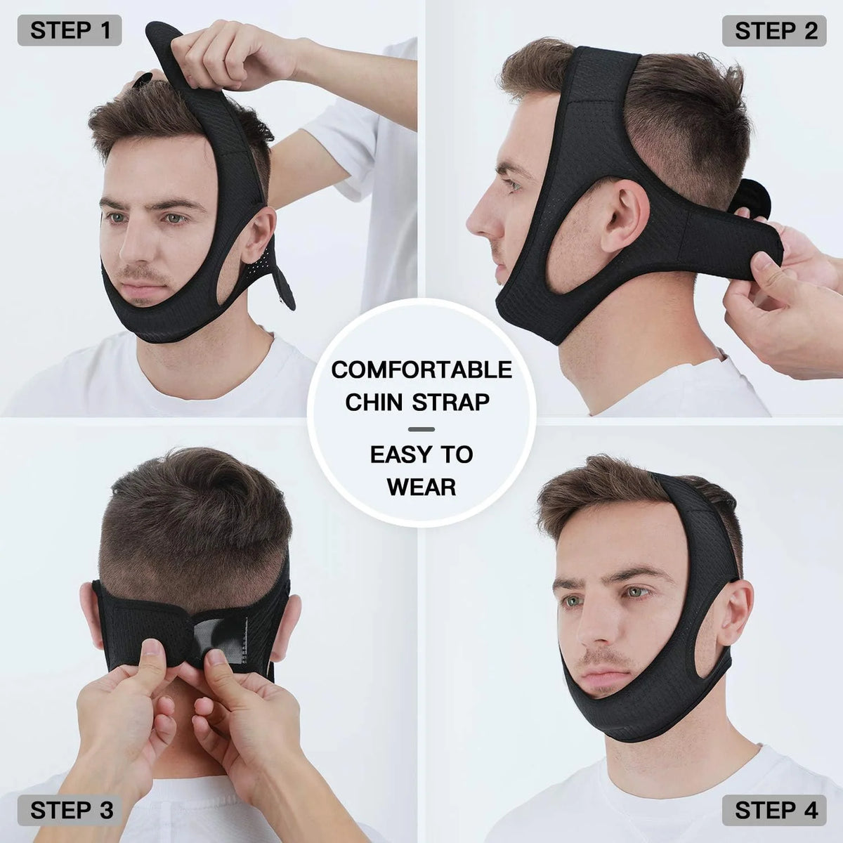 Anti-Snoring Chin Strap | Breathable Double-Layer & Adjustable Velcro | For Sleep Apnea