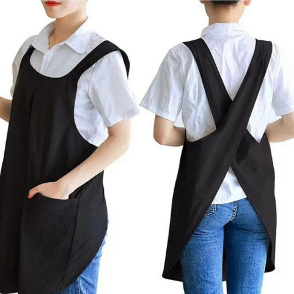 Apron Dress | Cross-Back Relaxed Fit & Front Pockets