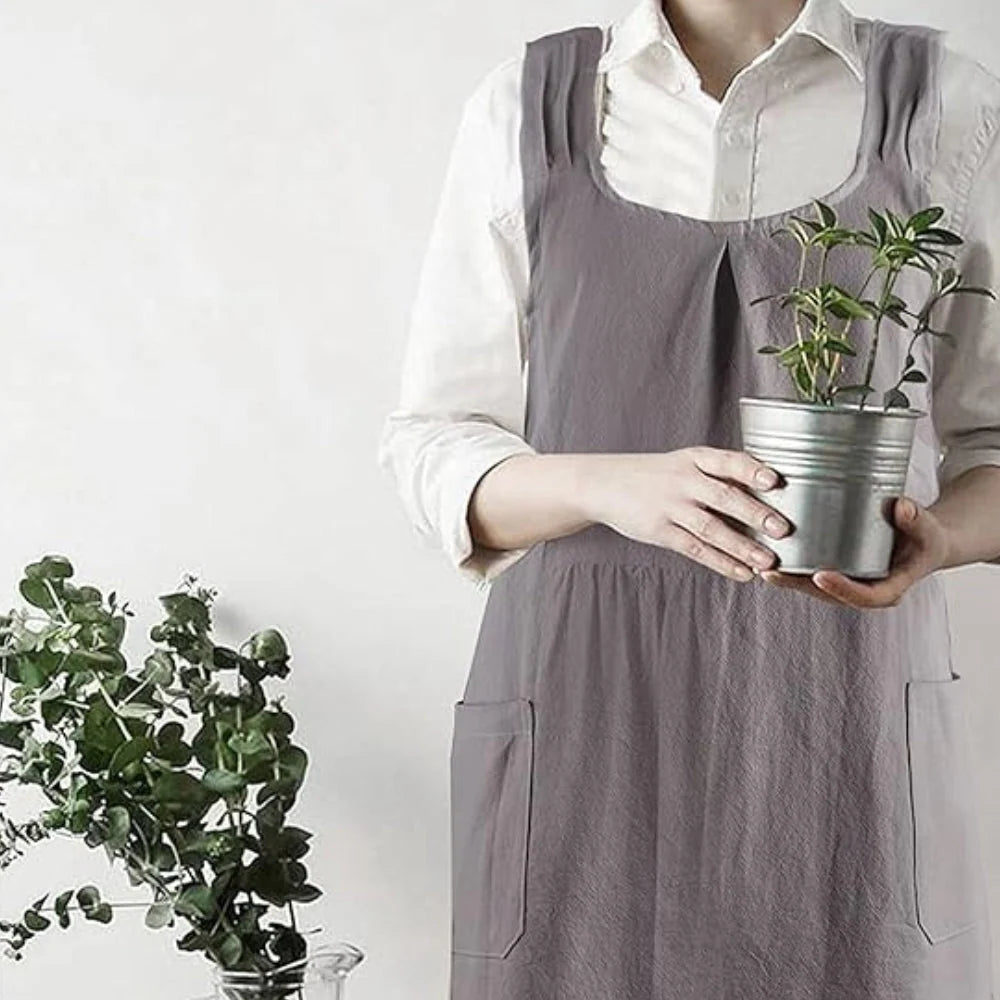 Apron Dress | Cross-Back & Spacious Pockets