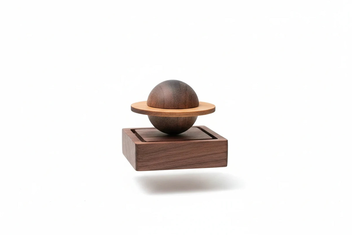 Aroma Diffuser | Orbit-Carved Wood & Magnetic Base | No Power Needed
