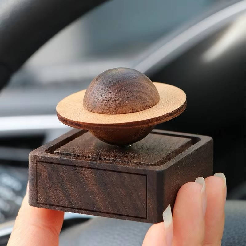 Aroma Diffuser | Orbit-Carved Wood & Magnetic Base | No Power Needed