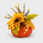 Artificial Pumpkin | Plastic Farmhouse Decor & Interchangeable Topper | Compact 4.33 in