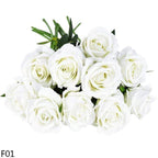 Artificial Rose Stems | Silk-Look Flannel Petals & Flexible Stem | Set of 10