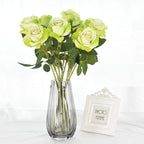 Artificial Rose Stems | Silk-Look Flannel Petals & Flexible Stem | Set of 10