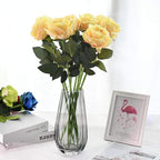 Artificial Rose Stems | Silk-Look Flannel Petals & Flexible Stem | Set of 10