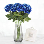 Artificial Rose Stems | Silk-Look Flannel Petals & Flexible Stem | Set of 10