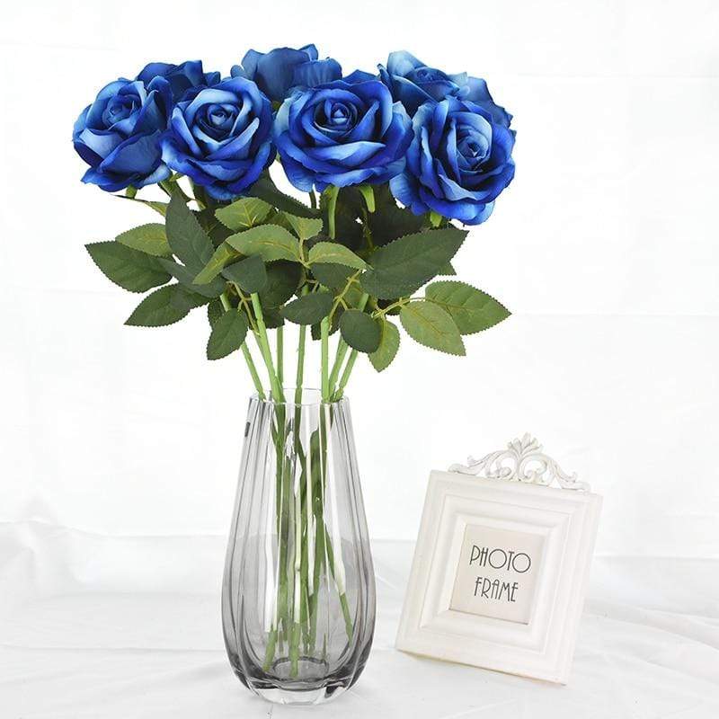 Artificial Rose Stems | Silk-Look Flannel Petals & Flexible Stem | Set of 10