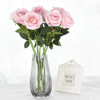 Artificial Rose Stems | Silk-Look Flannel Petals & Flexible Stem | Set of 10