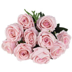 Artificial Rose Stems | Silk-Look Flannel Petals & Flexible Stem | Set of 10