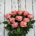 Artificial Rose Stems | Silk-Look Flannel Petals & Flexible Stem | Set of 10