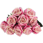 Artificial Rose Stems | Silk-Look Flannel Petals & Flexible Stem | Set of 10