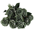 Artificial Rose Stems | Silk-Look Flannel Petals & Flexible Stem | Set of 10