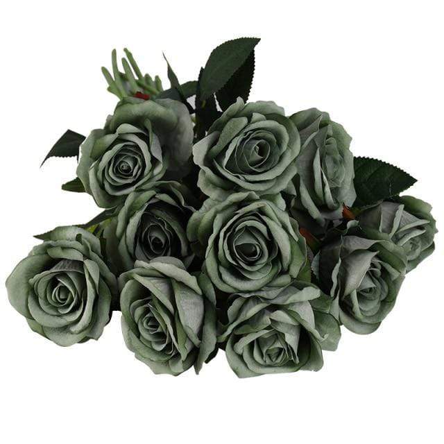 Artificial Rose Stems | Silk-Look Flannel Petals & Flexible Stem | Set of 10