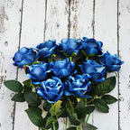 Artificial Rose Stems | Silk-Look Flannel Petals & Flexible Stem | Set of 10