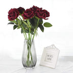 Artificial Rose Stems | Silk-Look Flannel Petals & Flexible Stem | Set of 10
