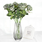 Artificial Rose Stems | Silk-Look Flannel Petals & Flexible Stem | Set of 10