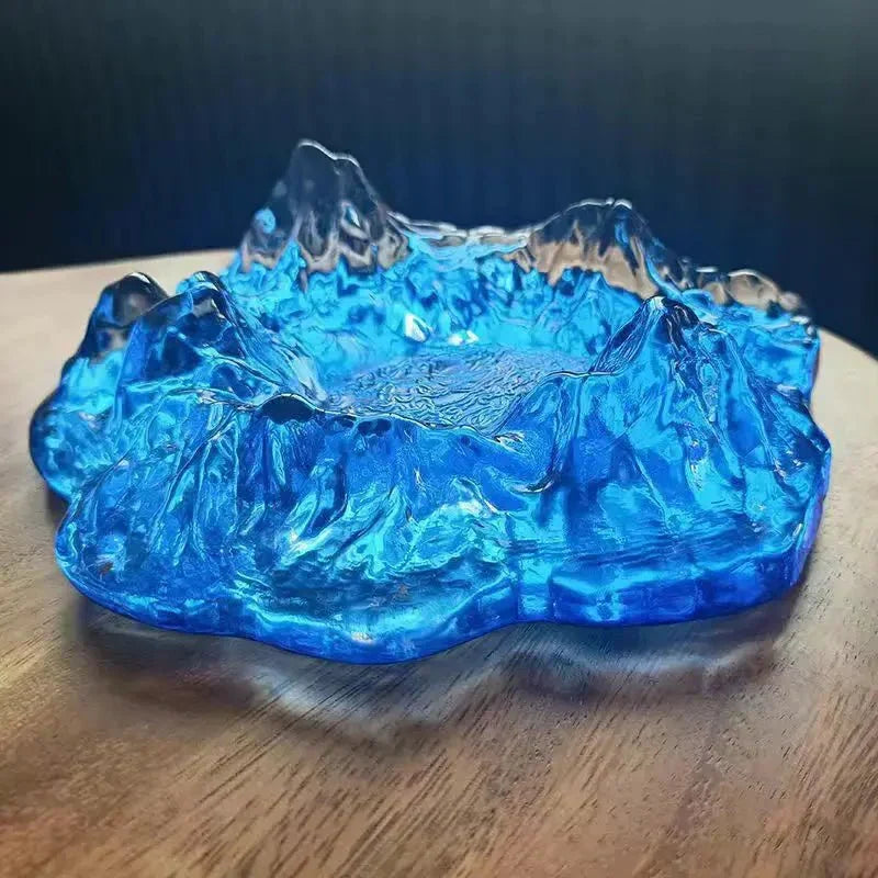 Ashtray | Crystal Glass & Glacier Pattern | 18 x 6 cm