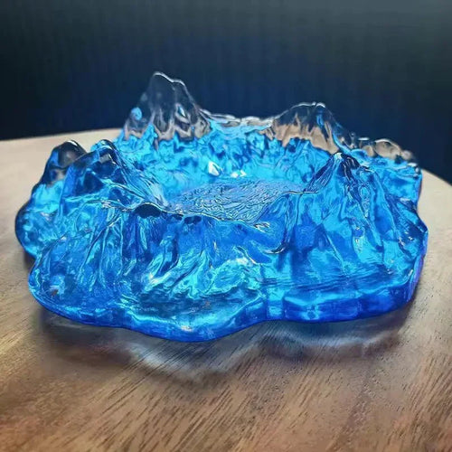 Ashtray | Crystal Glass & Glacier Pattern | 18 x 6 cm