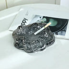 Ashtray | Crystal Glass & Glacier Pattern | 18 x 6 cm