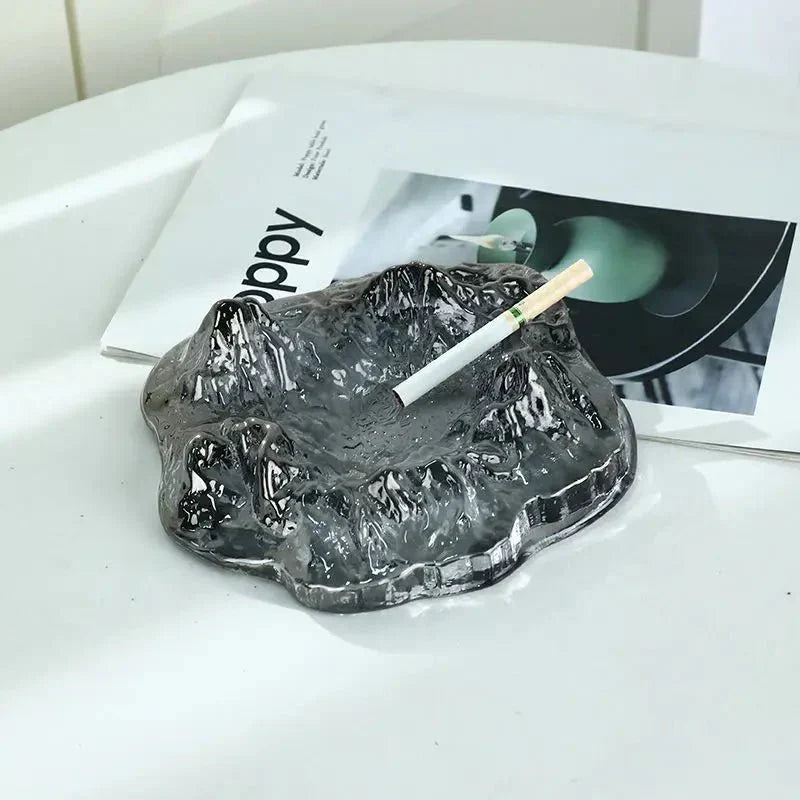 Ashtray | Crystal Glass & Glacier Pattern | 18 x 6 cm