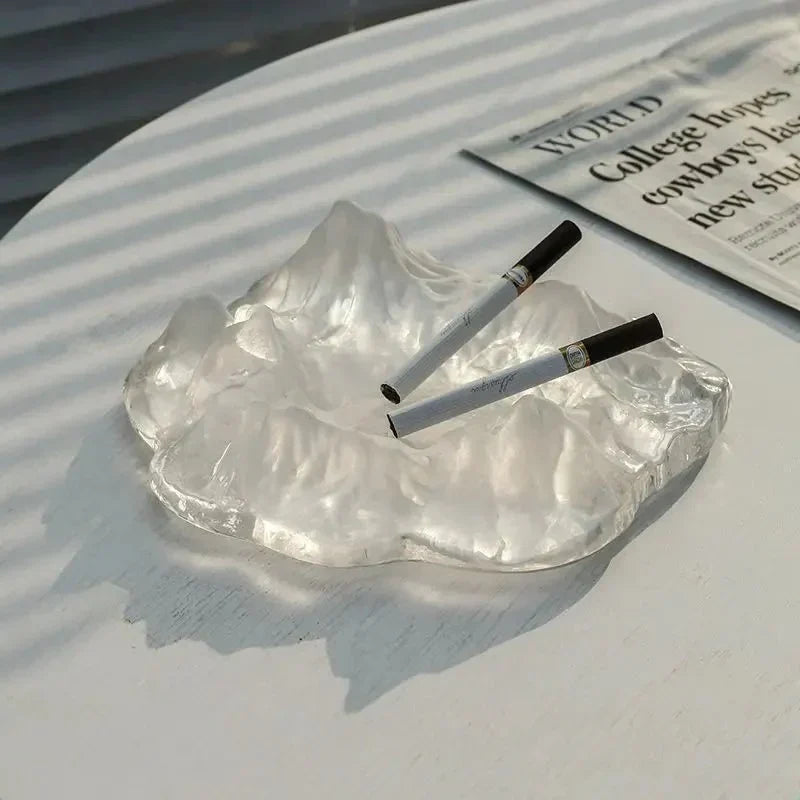 Ashtray | Crystal Glass & Glacier Pattern | 18 x 6 cm