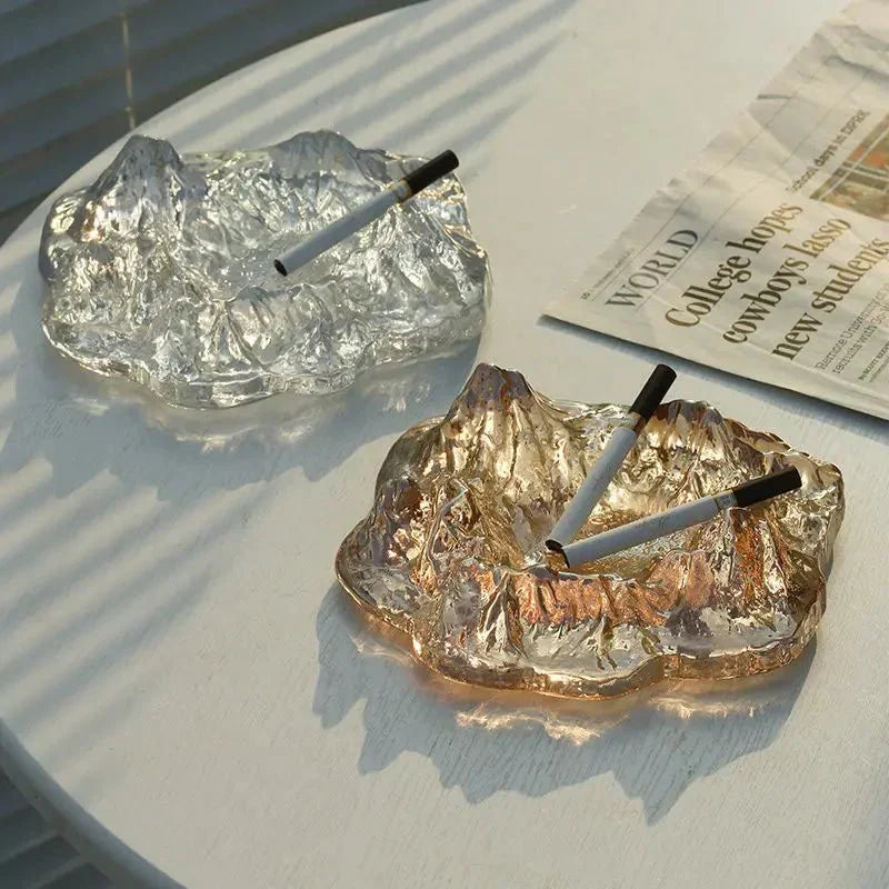 Ashtray | Crystal Glass & Glacier Pattern | 18 x 6 cm