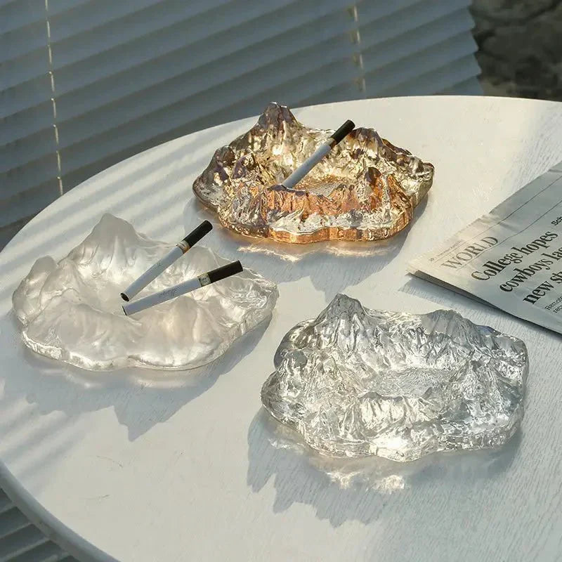Ashtray | Crystal Glass & Glacier Pattern | 18 x 6 cm