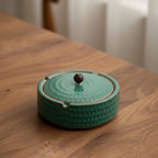 Ashtray | Handcrafted Glazed Ceramic & Natural Wood Lid