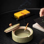 Ashtray | Handcrafted Glazed Ceramic & Natural Wood Lid