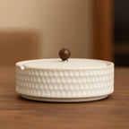 Ashtray | Handcrafted Glazed Ceramic & Natural Wood Lid