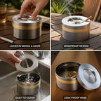 Ashtray | Stainless Steel Swivel Lid & Leak-Proof Base