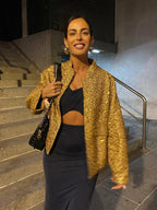 Aviator Jacket | Allover Sequin | Cropped Fit