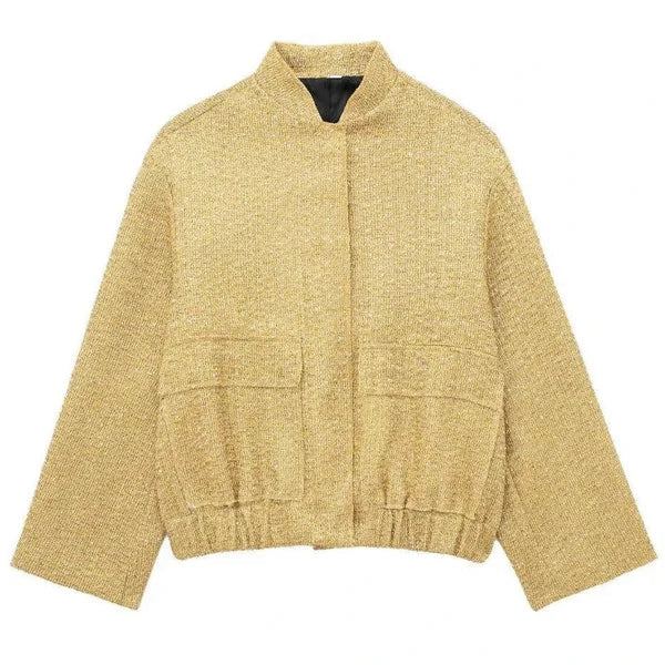 Aviator Jacket | Allover Sequin | Cropped Fit