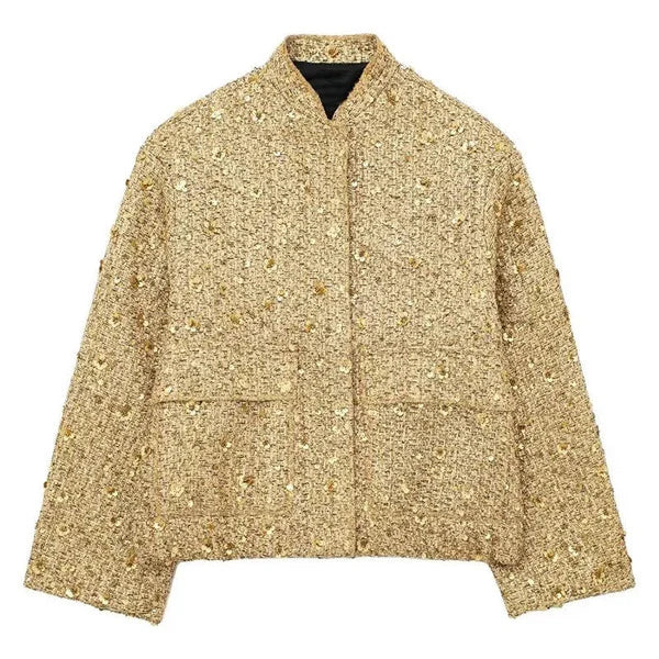 Aviator Jacket | Allover Sequin | Cropped Fit