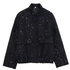 Aviator Jacket | Allover Sequin | Cropped Fit