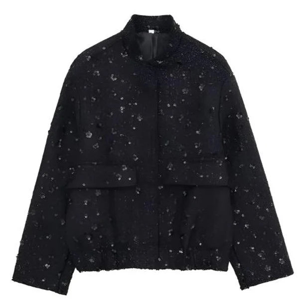 Aviator Jacket | Allover Sequin | Cropped Fit