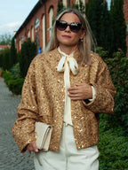 Aviator Jacket | Allover Sequin | Cropped Fit