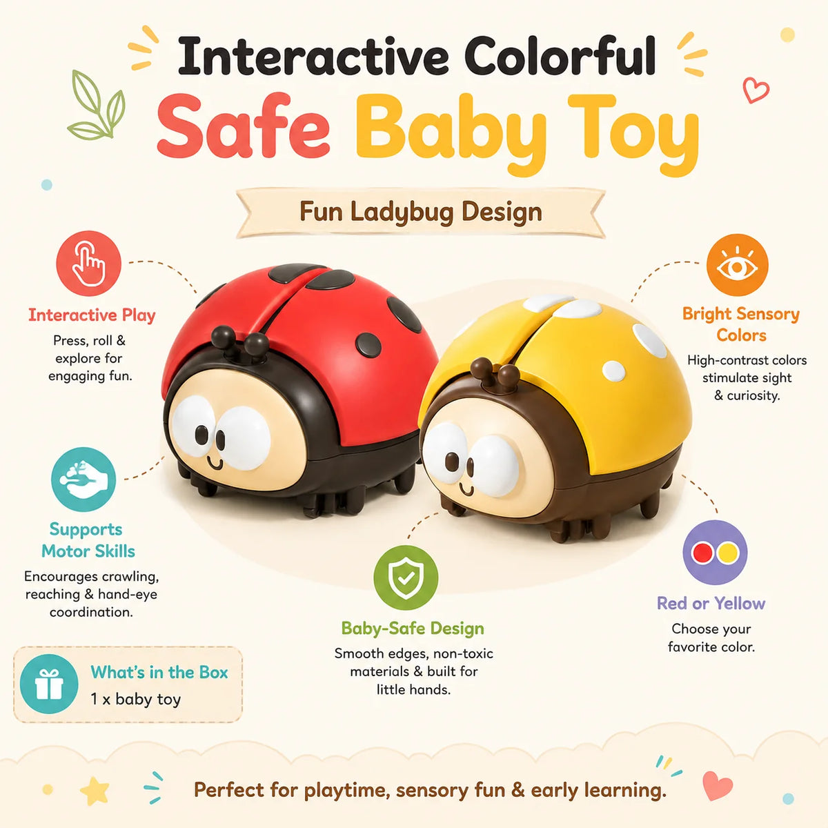 Baby Toy | Interactive Ladybug Design & Motor Skill Development