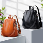 Backpack | Anti-Theft Faux Leather & Convertible Straps