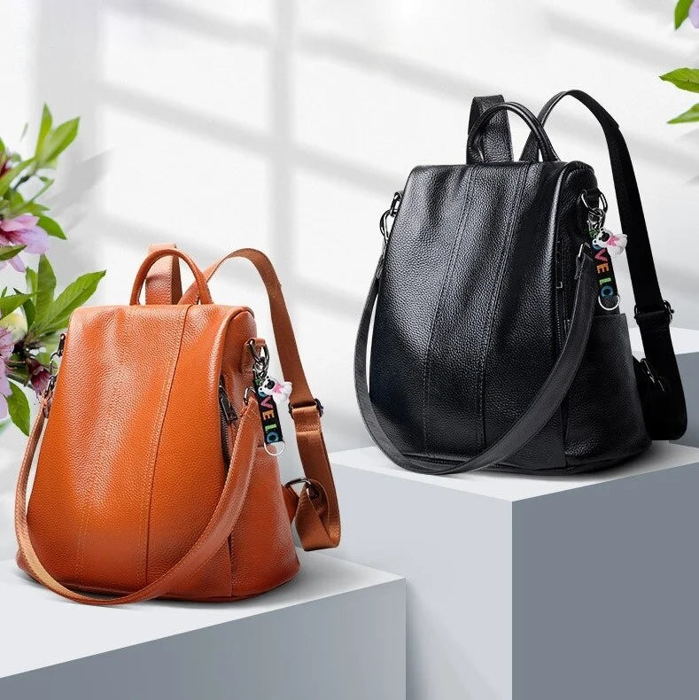 Backpack | Anti-Theft Faux Leather & Convertible Straps