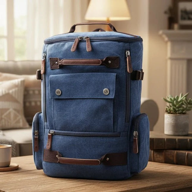 Backpack | Vintage Canvas & Ergonomic Straps | 15-Inch Laptop Compartment