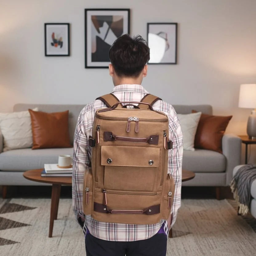 Backpack | Vintage Canvas & Ergonomic Straps | 15-Inch Laptop Compartment