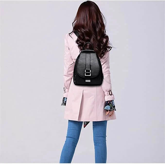 Backpack | Water-Resistant Sheepskin Leather & Anti-Theft Back Pocket