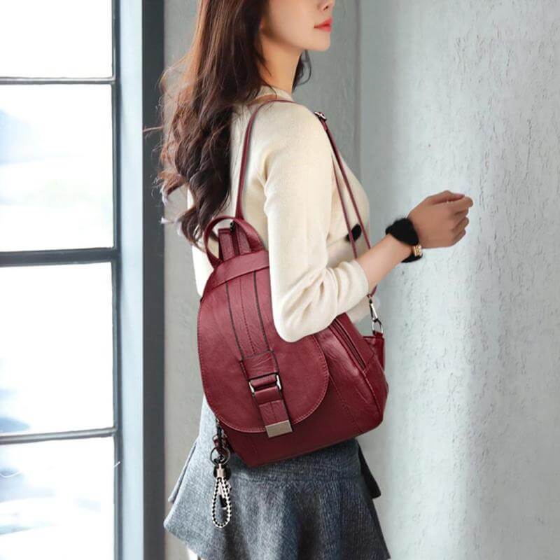 Backpack | Water-Resistant Sheepskin Leather & Anti-Theft Back Pocket