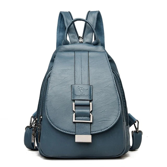 Backpack | Water-Resistant Sheepskin Leather & Anti-Theft Back Pocket