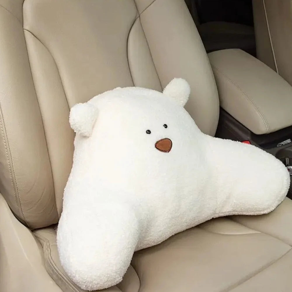 Backrest Cushion | Teddy-Shaped Ergonomic Lumbar Support | 20 x 11.8 in