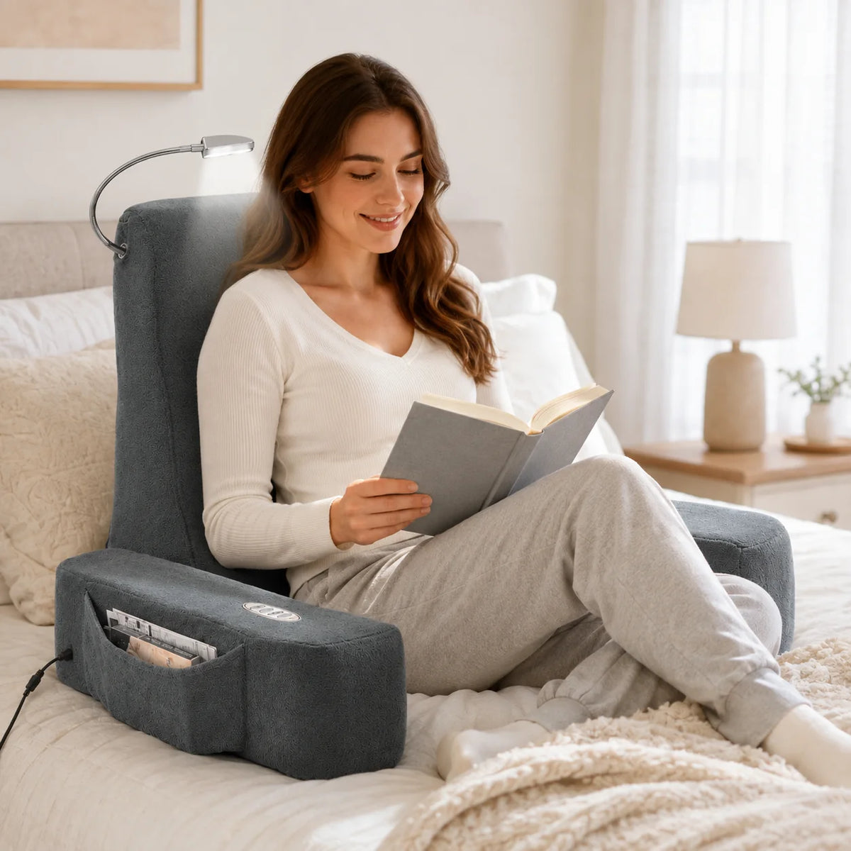 Backrest Massager | Vibrating & Optional Warmth | Foldable With Side Pockets