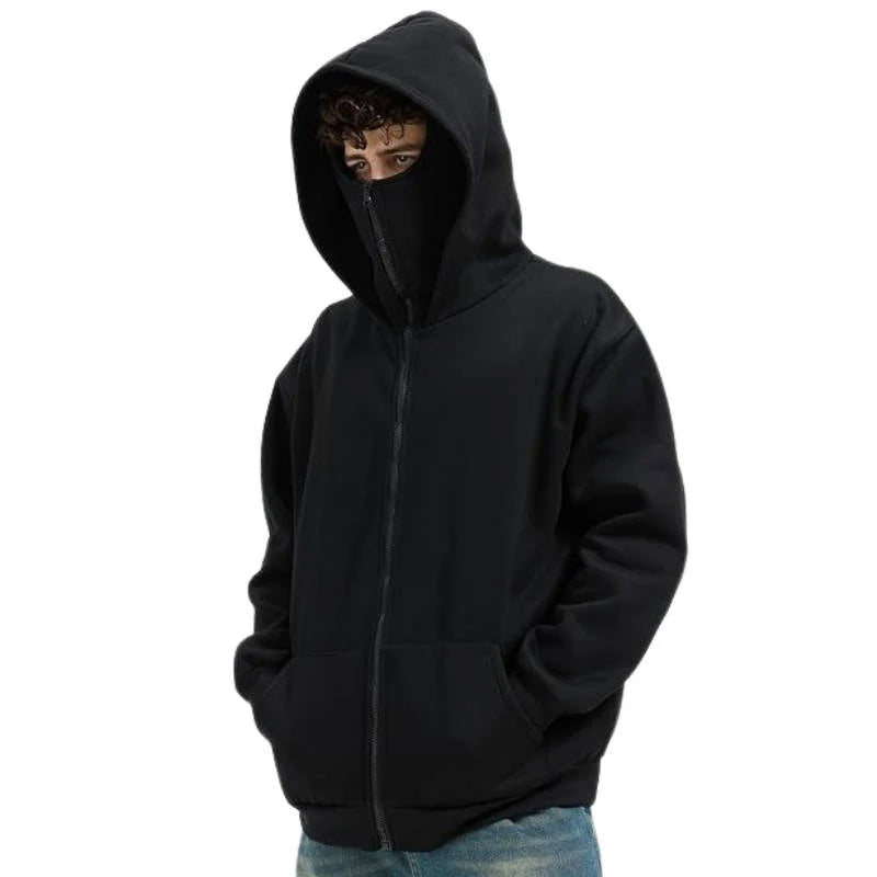 Balaclava Hoodie | Full-Zip Knit Polyester | Double Hood & Face Coverage