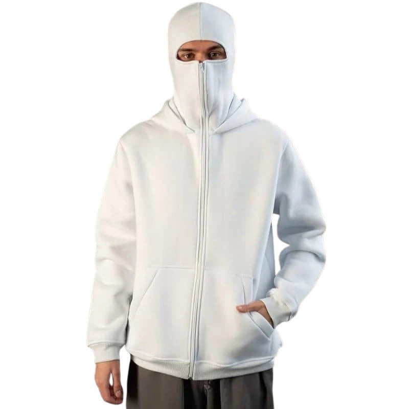 Balaclava Hoodie | Full-Zip Knit Polyester | Double Hood & Face Coverage