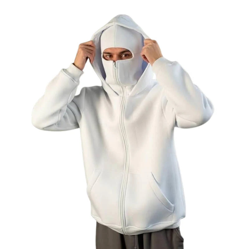 Balaclava Hoodie | Full-Zip Knit Polyester | Double Hood & Face Coverage